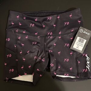 Zoot Women's Black Shorts Pink Flamingo